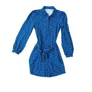 Boden Jena Jersey Pullover Long Sleeve Tie Waist‎ Dress Blue Women Size 4